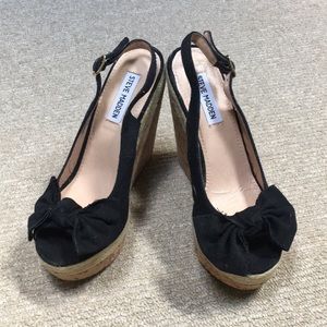Women’s Steve Madden Black Cork Wedges Size 8.5